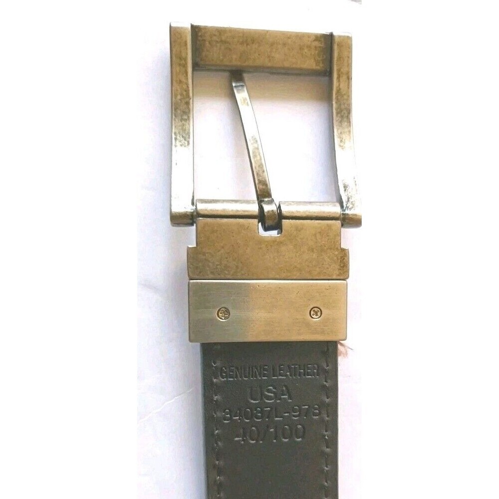 Boconi Reversible Dress Belt Black Brown Mens Sz 40 / 100 Silver Buckle 1 1/4" - Picture 3 of 7